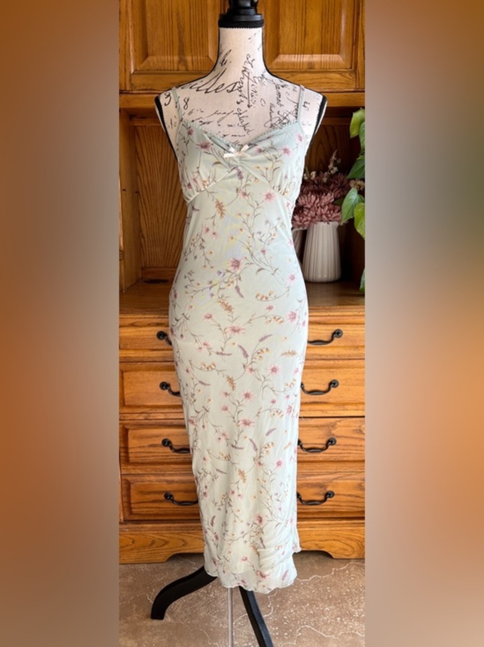 Thirty Thirty LA Sage‎ Floral Mesh Midi Dress Fairy Cottagecore Whimsy Small